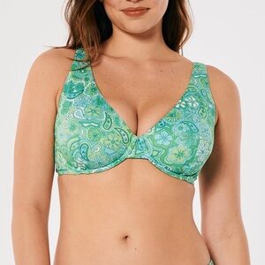 Hollister Green Floral Bikini Top